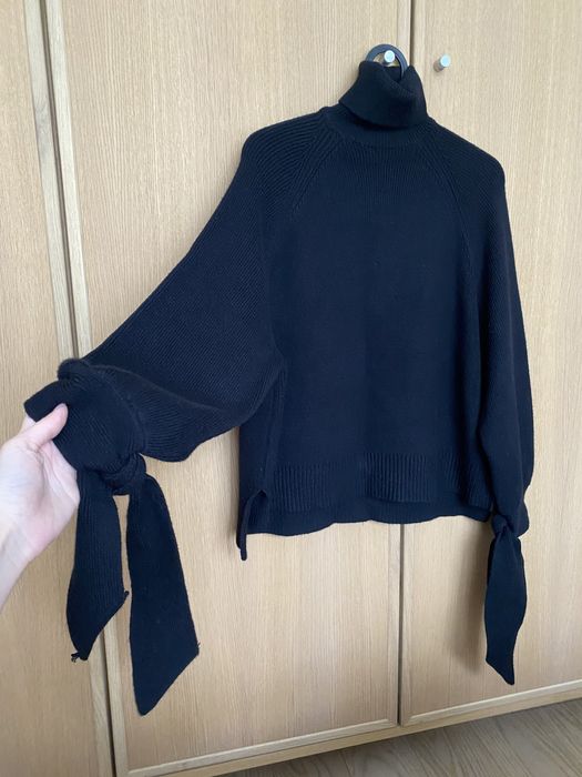 Sweter z golfem Zara 36 S czarny z wiązaniami