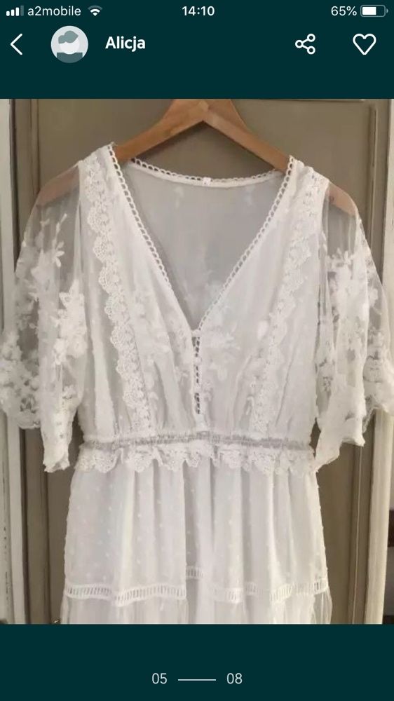 Sukienka koronkowa tiulowa biała maxi długa zwiewna śliczna nowa
