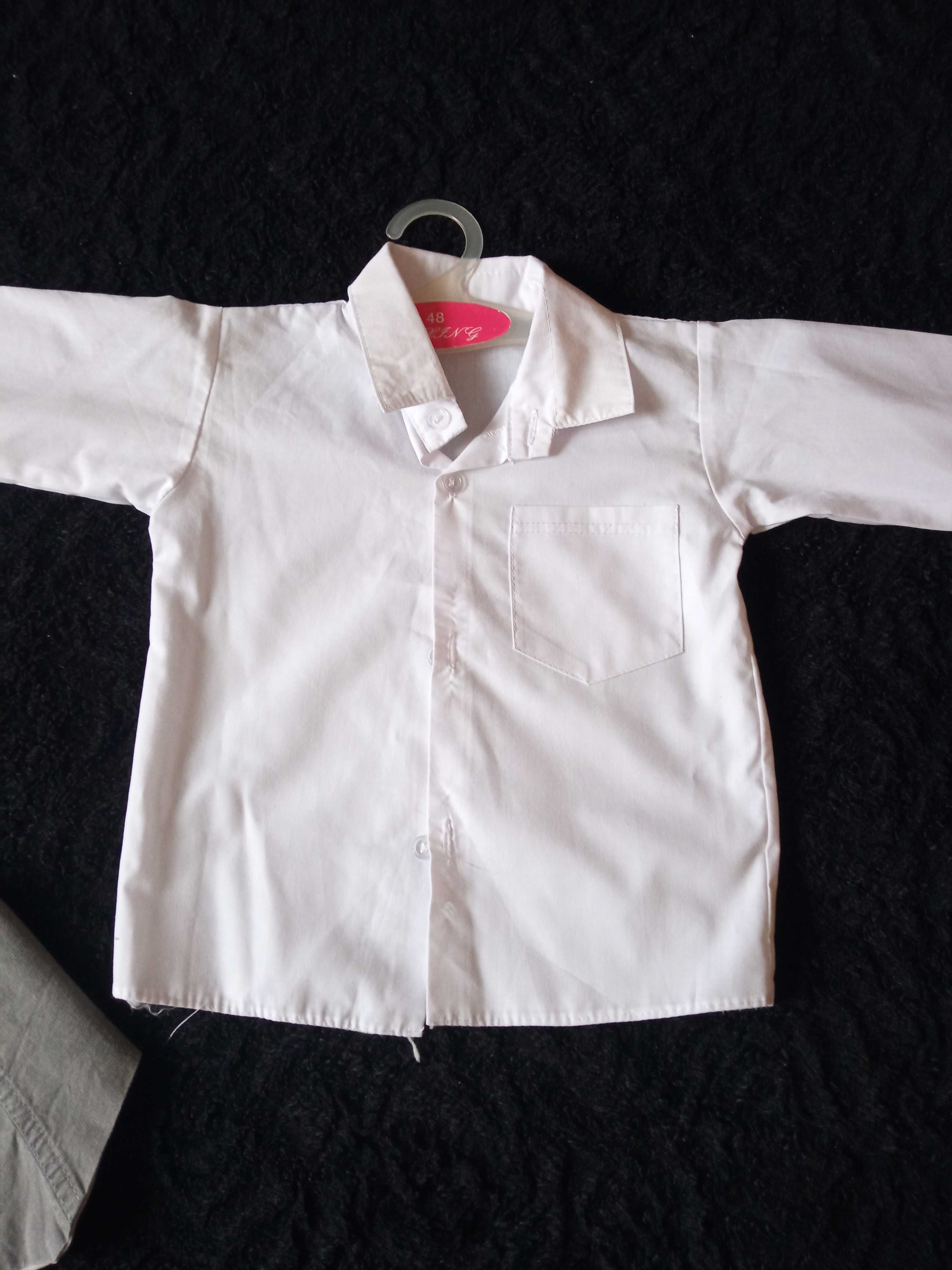 Koszula biała+ kamizelka szara na chłopca 86