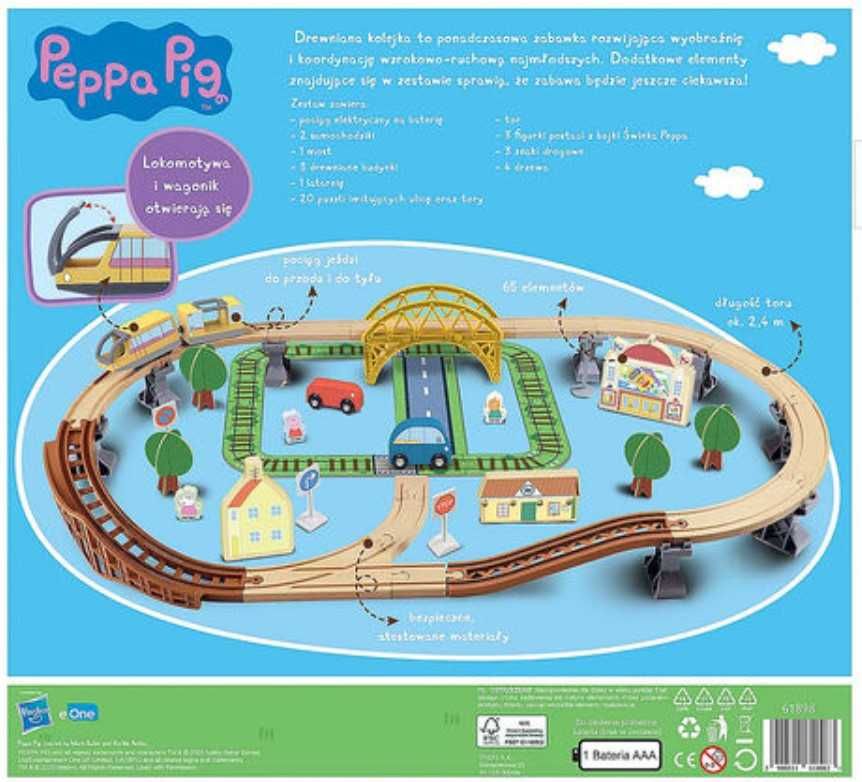 Drewniana Kolejka z elektrycznym Pociągiem Swinka Peppa Pig Hasbro 65