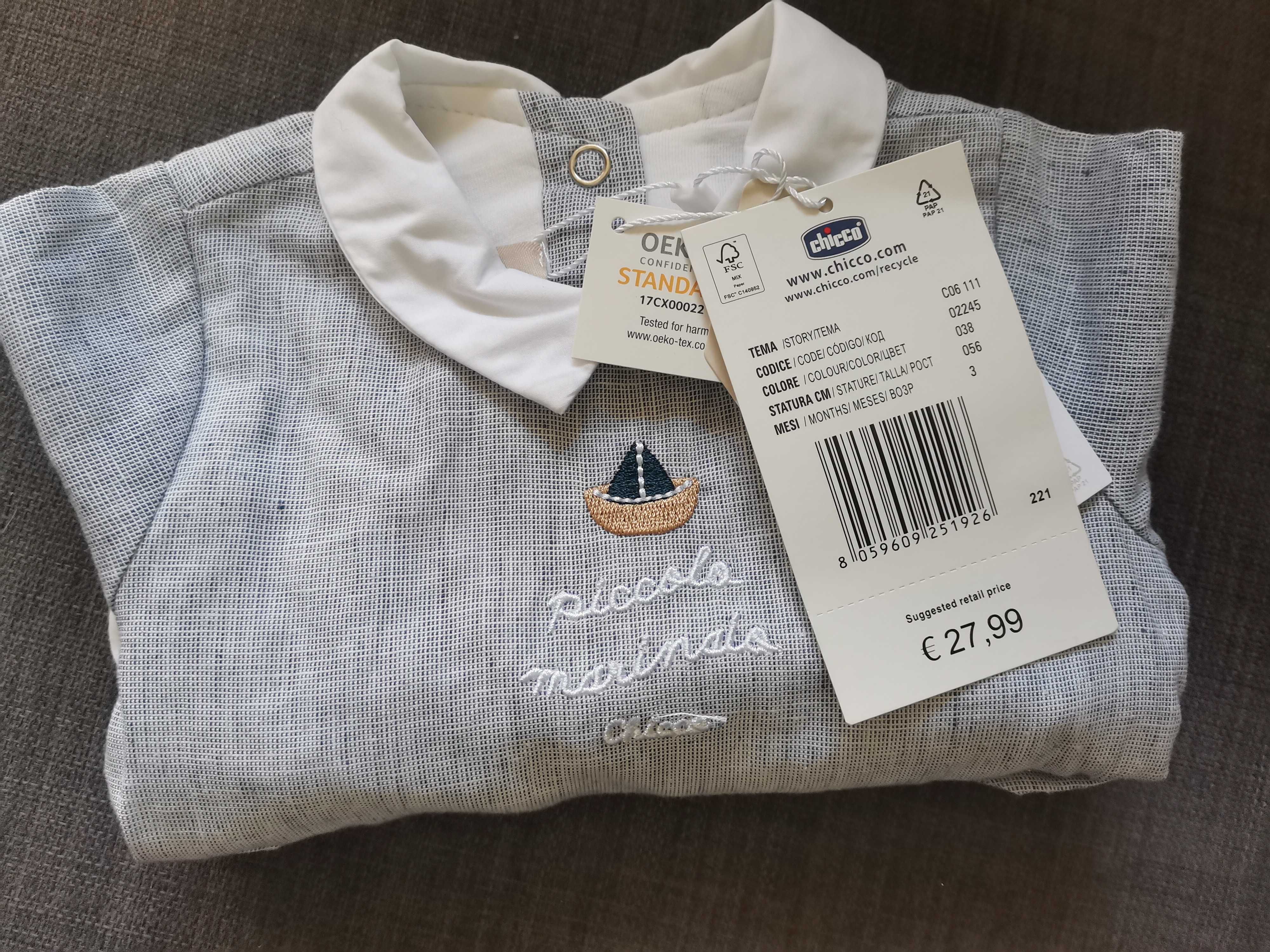 Babygrow Chicco 3 M- Novo com etiqueta