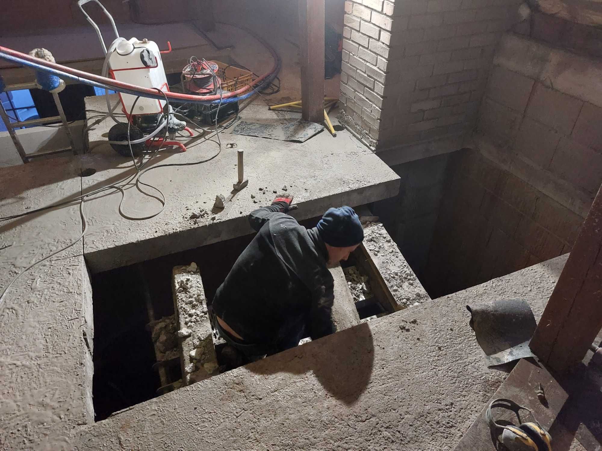 wiercenie otworów w betonie, cięcie ścian, kucie, wyburzanie