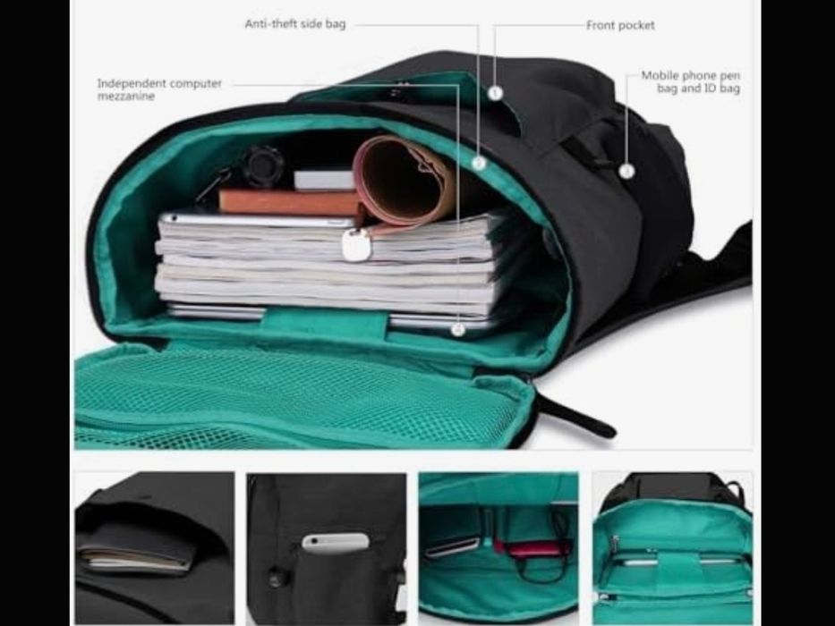 Wind Took Duży plecak na laptopa 15,4 cala z portem USB