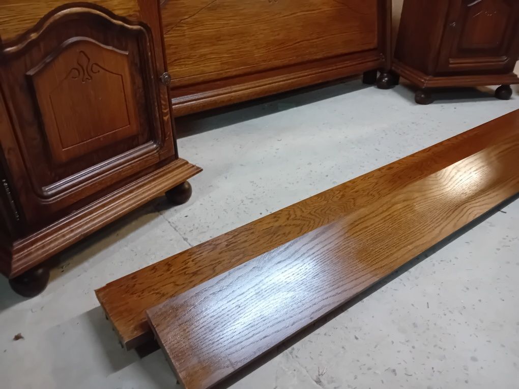 Łóżko dębowe z szafkami nocnymi