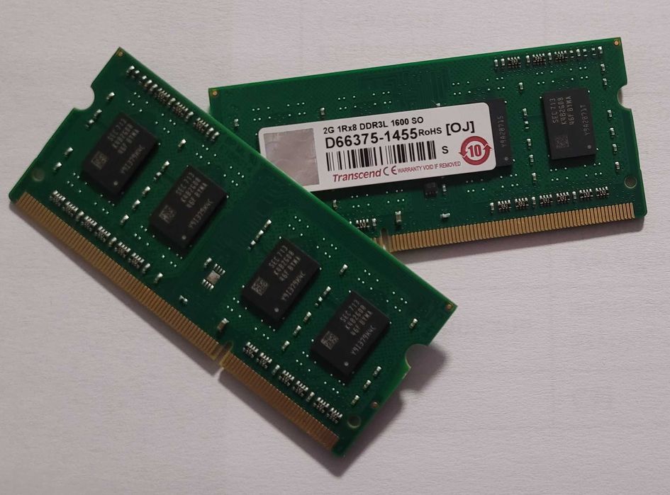 Zestaw RAM 2×2 GB DDR3L SO-DIMM 1600 MHz Transcend – 4 GB razem