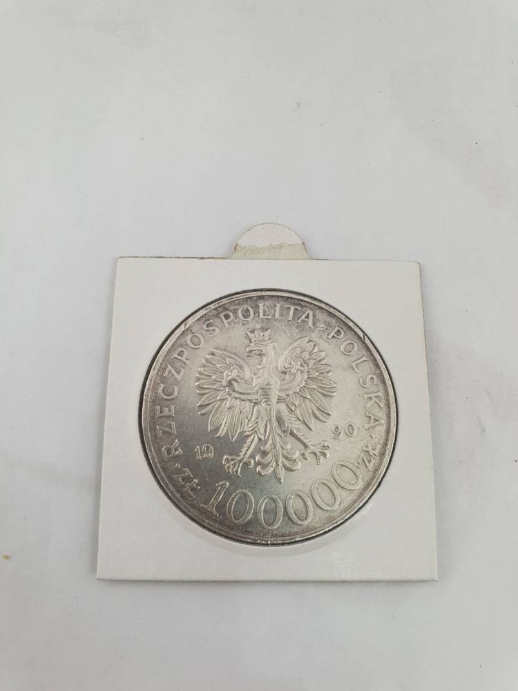 Moneta 100000 zł Solidarność 1990 srebrna 31,1g