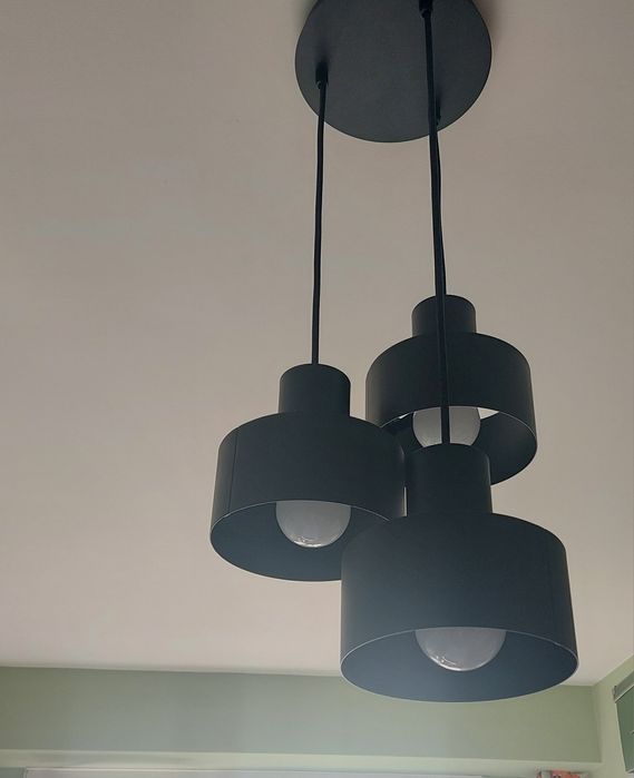 Lampa sufitowa wisząca potrójna metalowa czarna