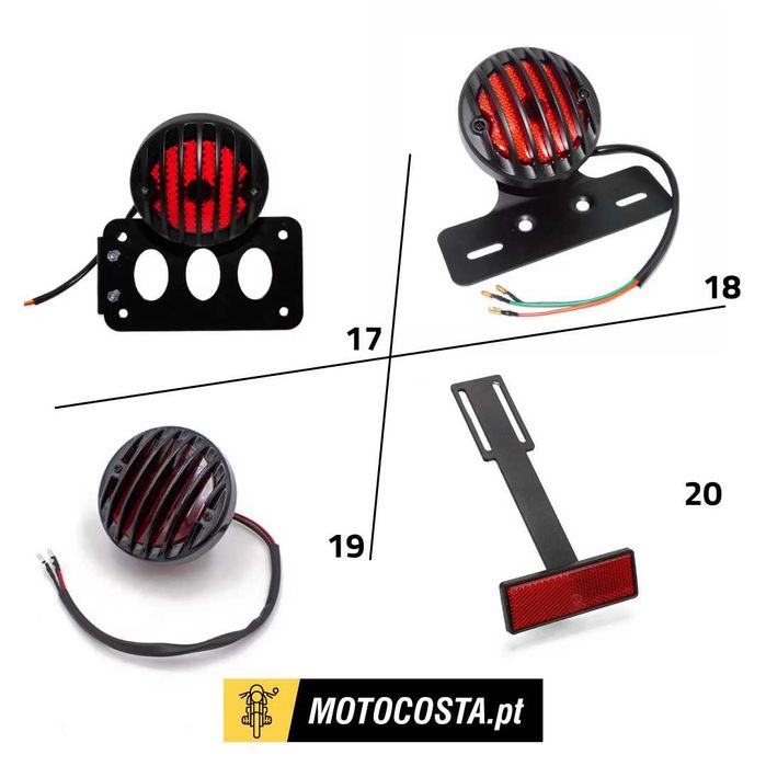 Farolins Traseiros - Suporte Matrícula e Piscas - MOTOCOSTA