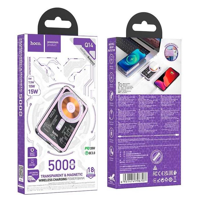 Компактный повербанк HOCO Q14 5000 mAh power bank с MagSafe для iPhone