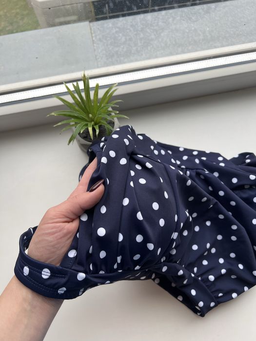 12 розмір суцільний спільний злитний купальник з шортиками у горох