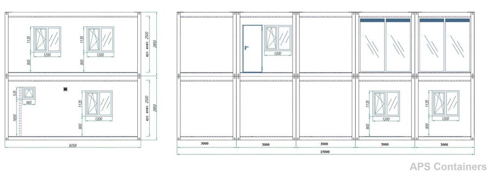 Zestaw kontenerów biurowych handlowych 200 m2 dwupoziomowy