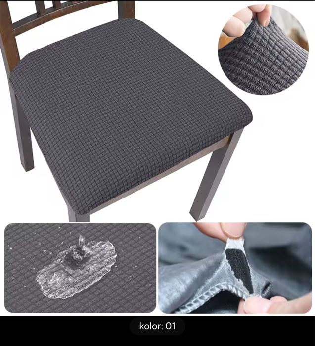 Nowy Zestaw cztery pokrowce na krzesła siedzisko szare