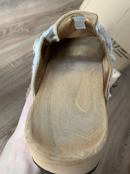 Chodaki drewniane Devich Bezau Holzschuhe 40 eco skora leather fur