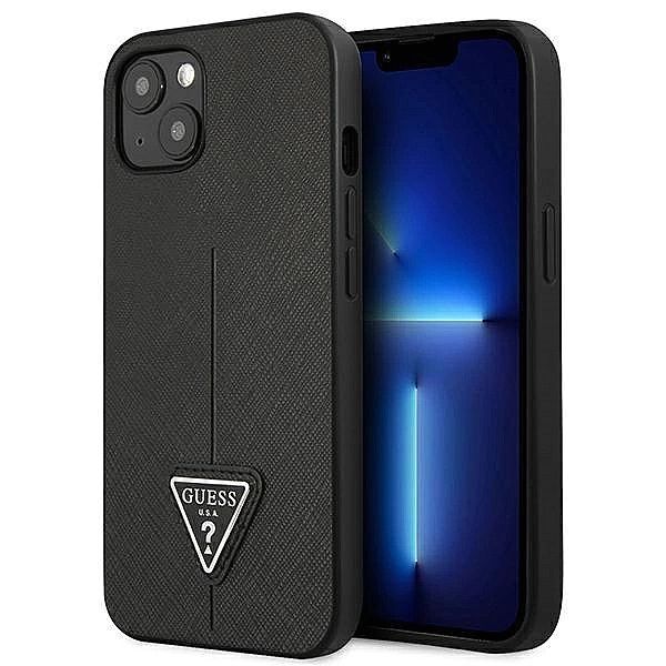 Etui Guess Saffiano Triangle Logo na iPhone 13 mini - czarne