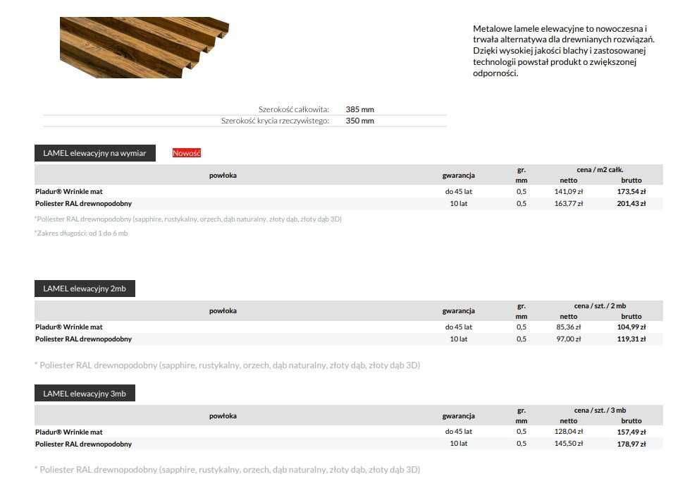 Metalowe lamele elewacyjne