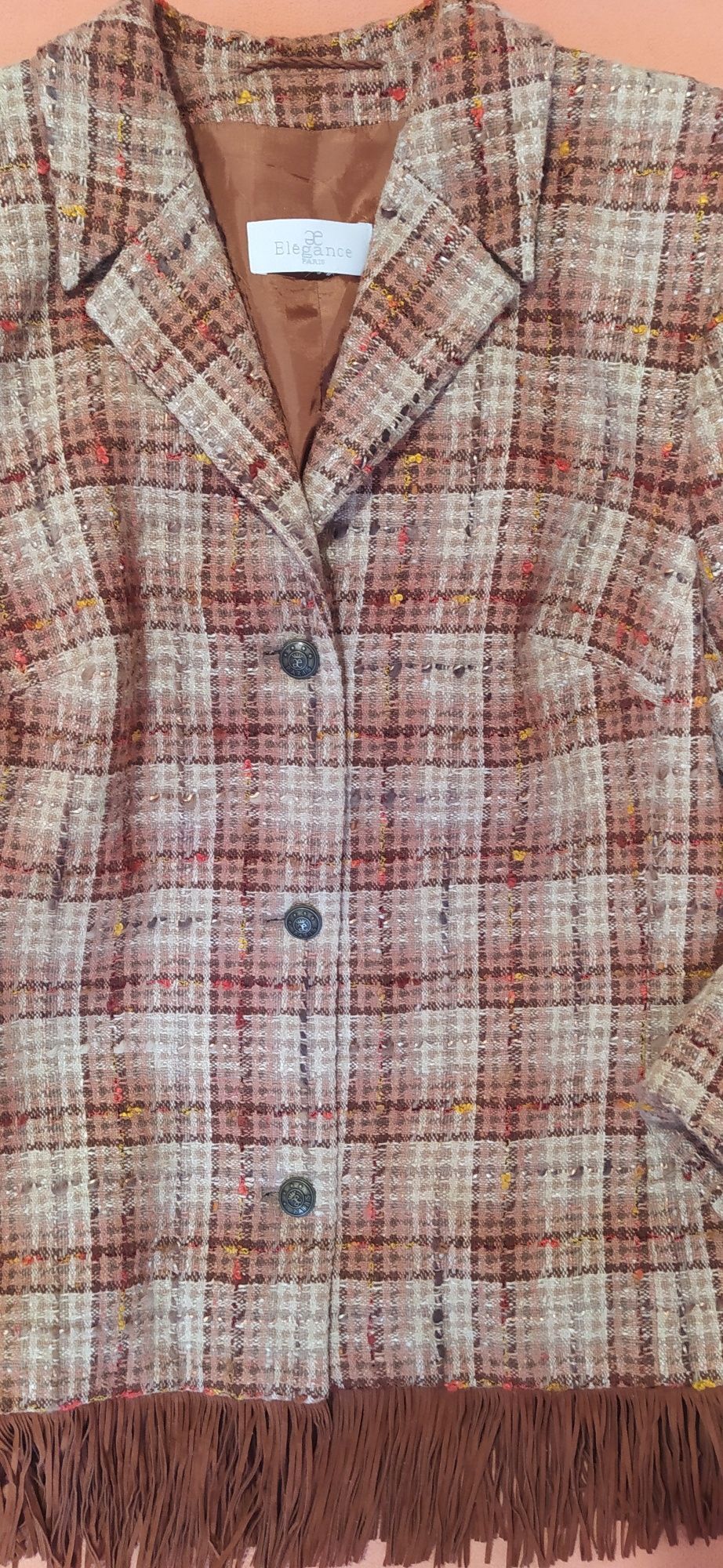 Пиджак твидовый с бахромой, Франция, р.L (50-52).