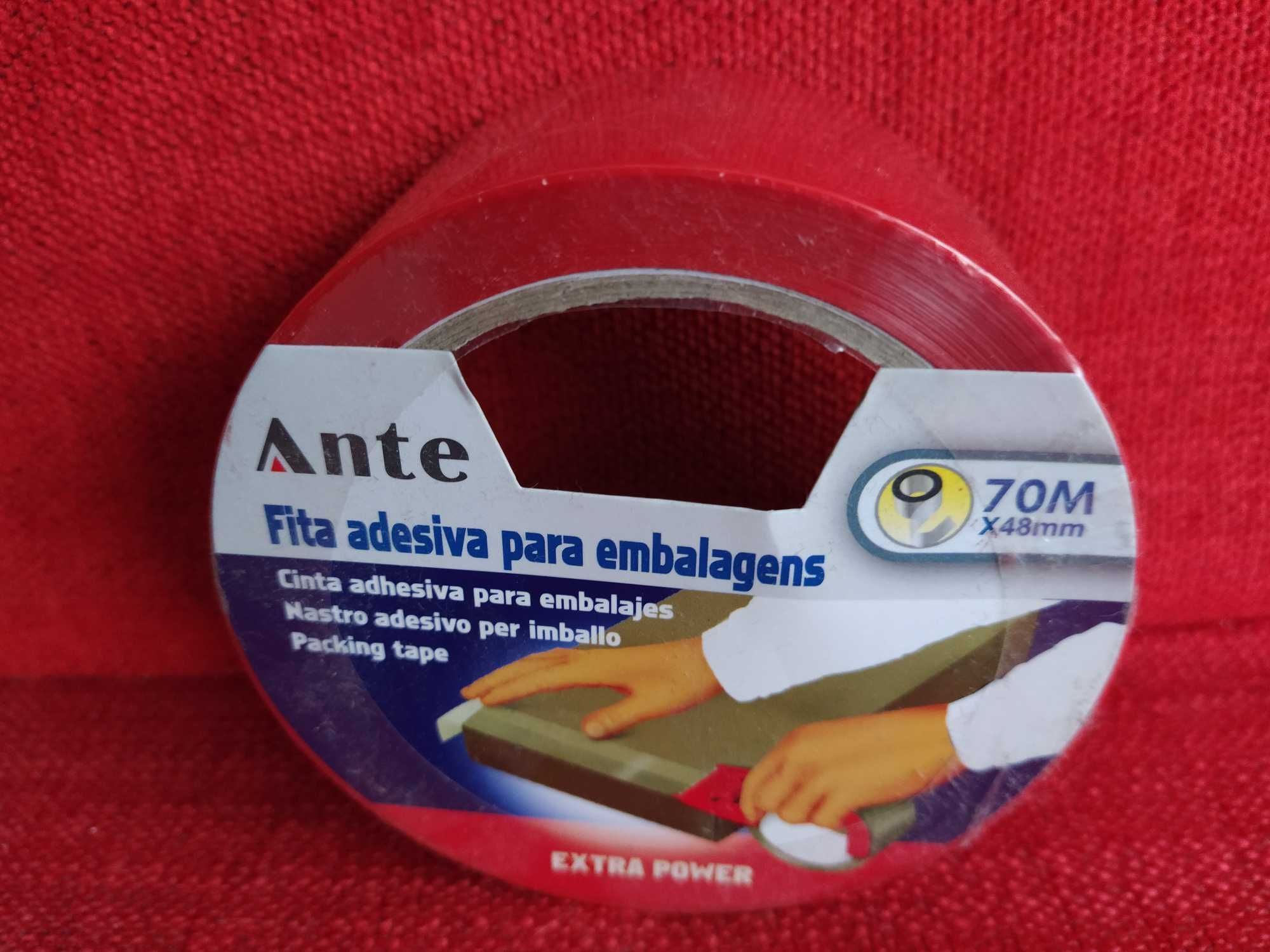 Fita adesiva p/embalagens ou outro uso cor vermelho 70mx48mm