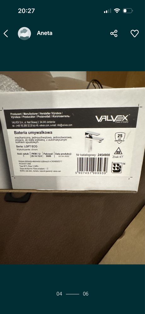 Bateria valwex czarny mat