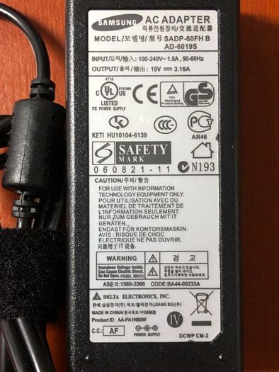 Transformador - AC/DC Adapter Samsung SADP-60FH B - 19V 3,16A - Novo