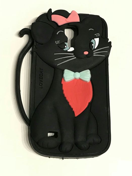 Gumowe Etui 3D Case Kotek Czarny Samsungi 13x6,8cm Obudowa Do Telefonu