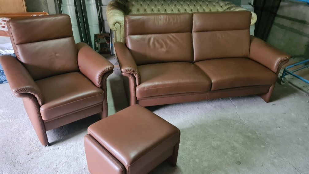 Wypoczynek Skórzany sofa Fotel Pufa Gepade