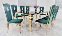 Jadalnia stół Glamour 200 x 100 + 8 krzeseł GOLD