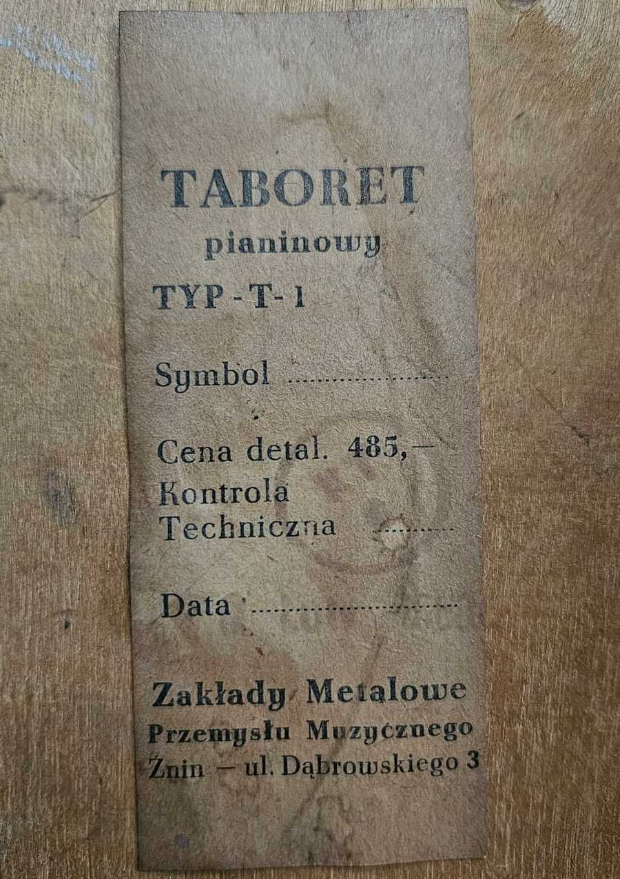 Taboret pianinowy, stołek kręcony do pianina, zabytkowy antyk