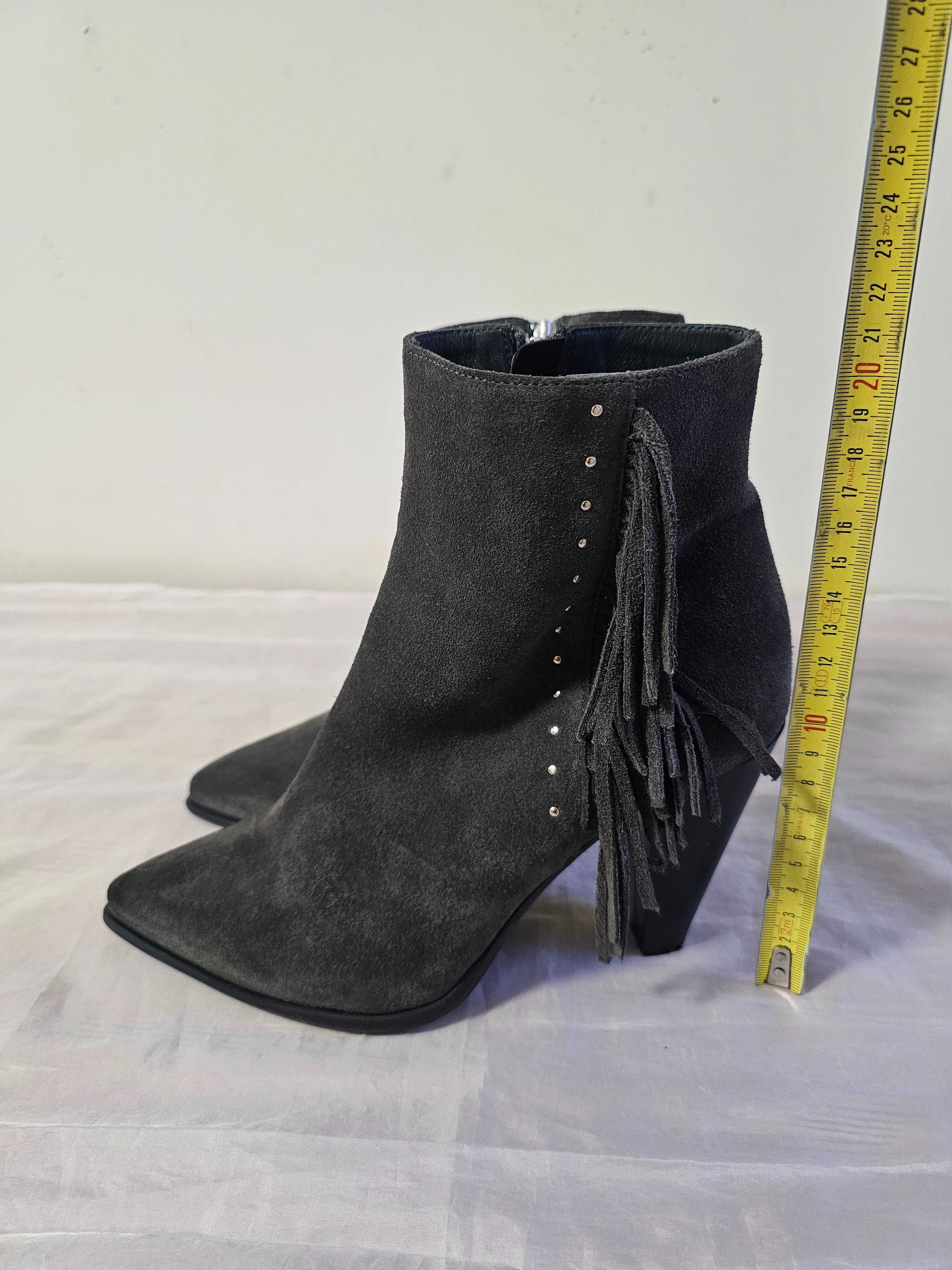 Buty botki skórzane zamszowe Gino Rossi r. 37 wkładka 24 cm