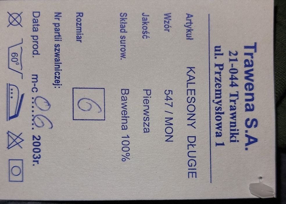 Kalesony i koszulka z długim rękawem na zimę