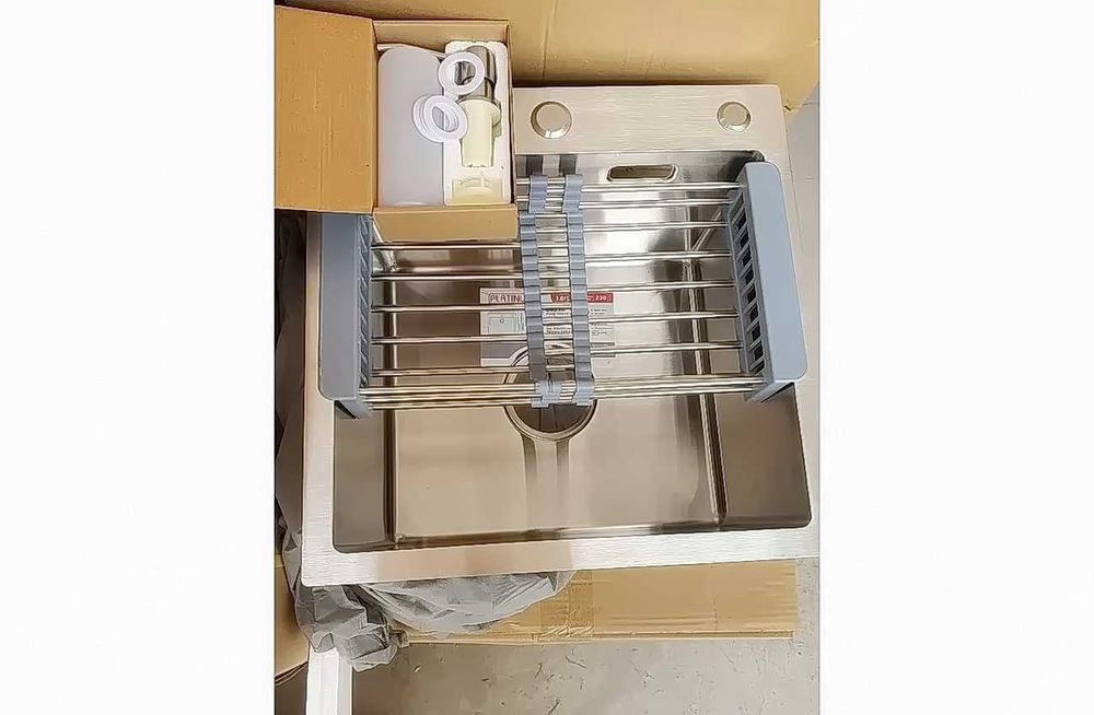 Мойка врезная кухонная 50х50 см,смеситель, сифон, дозатор, корзина