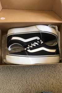 Оригинальные кeды Vans Old Skool Platform Black White ORIGINAL НАЛОЖКА