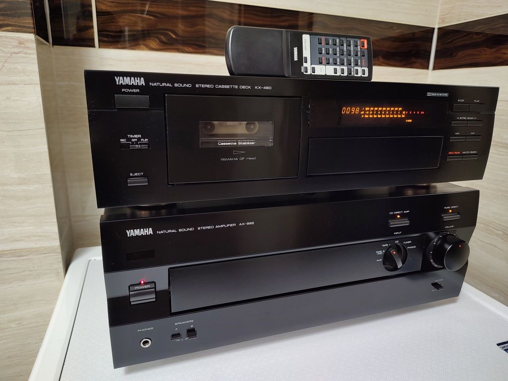 Wzmacniacz Yamaha AX-892 magnetofon deck Yamaha KX-480 Japan