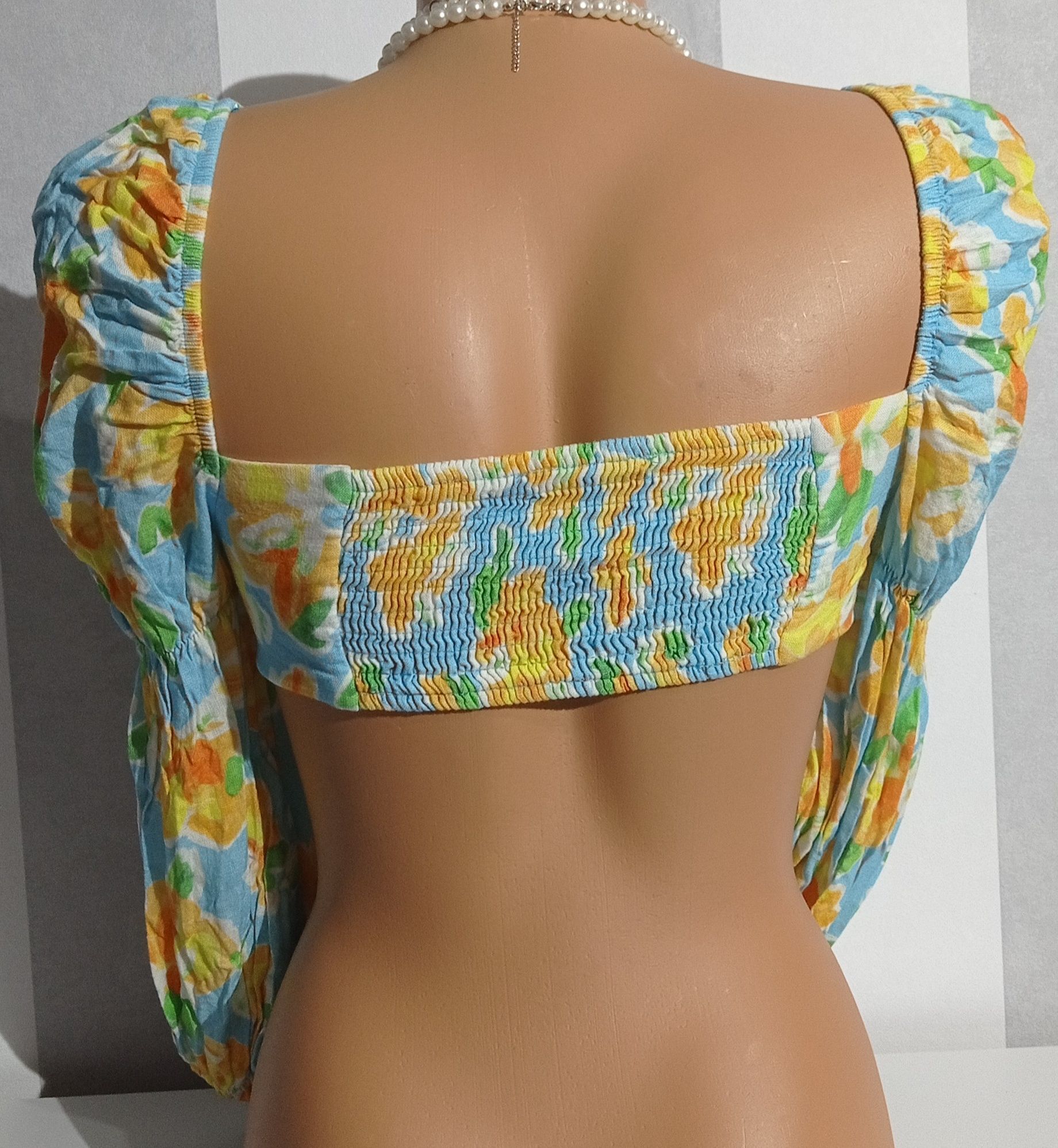 Bluzka top crop na długi rękaw Bershka S