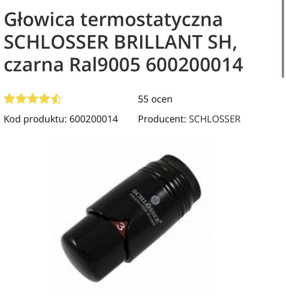 Głowica termostatyczna Schlosser, model Brillant