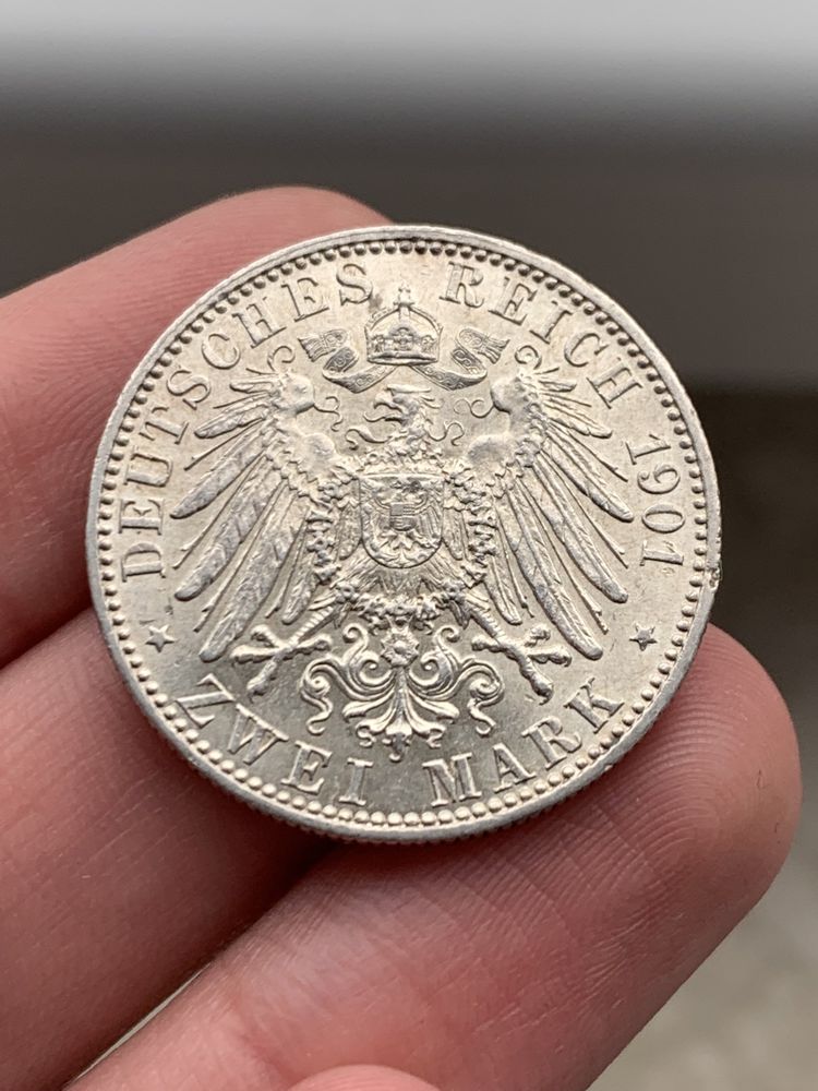 Srebrna moneta okolicznosciowa Prusy 2 marki 1901