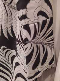 Tunika sukienka h&m mini liście biało-czarna