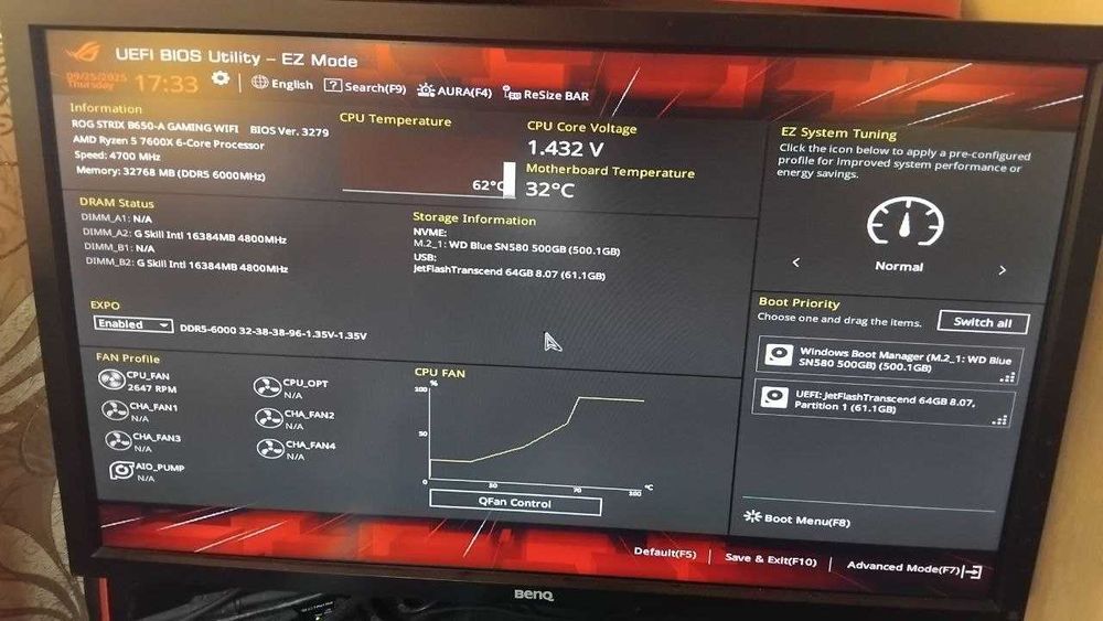 The Best TOP AM5 Комплект Rog Strix B650, 7600x, 32Gb 6000Mhz.