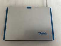Małe przenośne radio z anteną srebrno-niebieskie na 2x baterie 13x9 cm