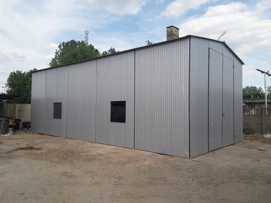 Hala 6x10 m - Dach dwuspadowy, Brama dwuskrzydłowa, Aluminium