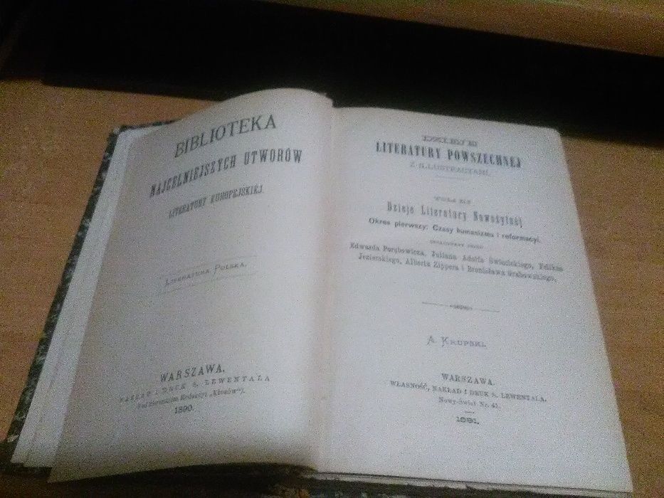 Dzieje Literatury Powszechnej z Ilustracyami,1 i 2-W-a 1891 psk