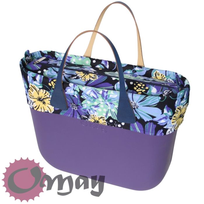 organizer do OBAG MINI i OPASKA kwiaty granatowy 2 kieszenie OMAY