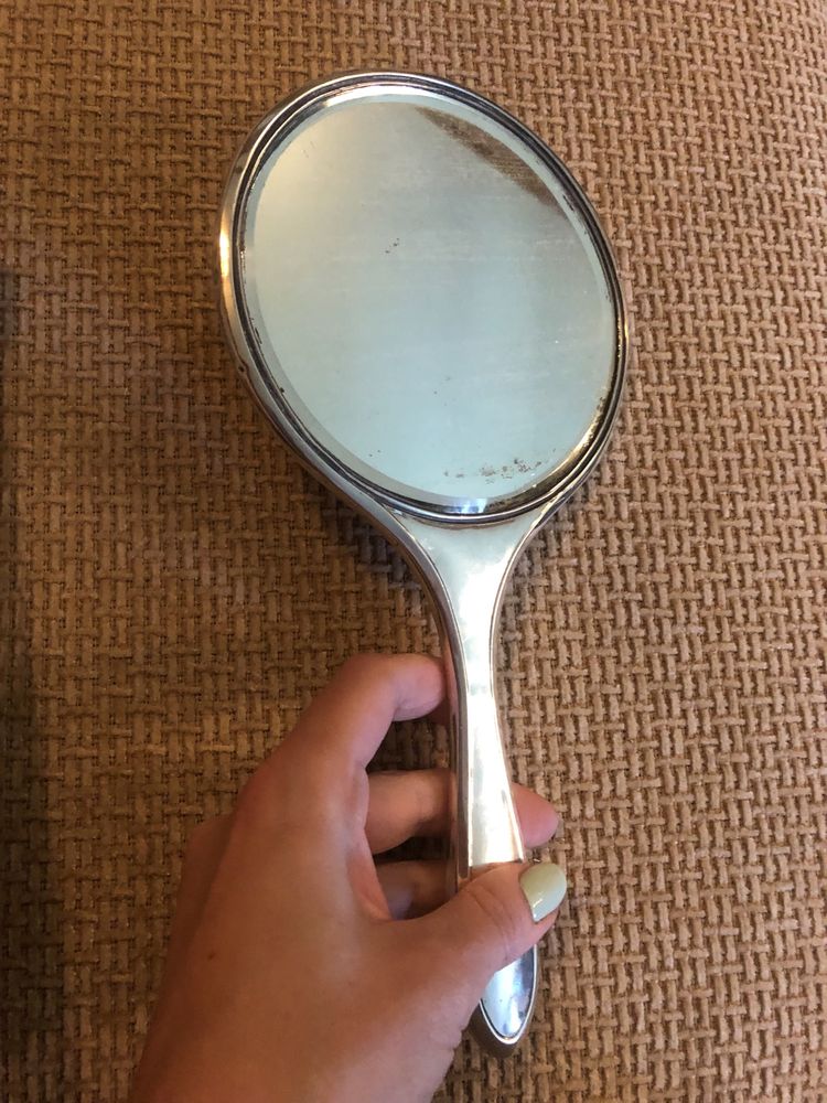 Винтажное ручное зеркало серебро Серебряное зеркало