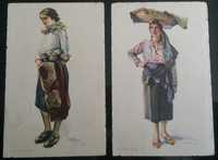 Filatelia selos de Portugal Bilhetes Postais 1937 Costumes Portugueses