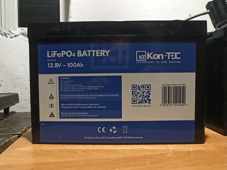 Bank energii Akumulator Lifepo4 polskiej produkcji Kon Tec 100Ah 12V z