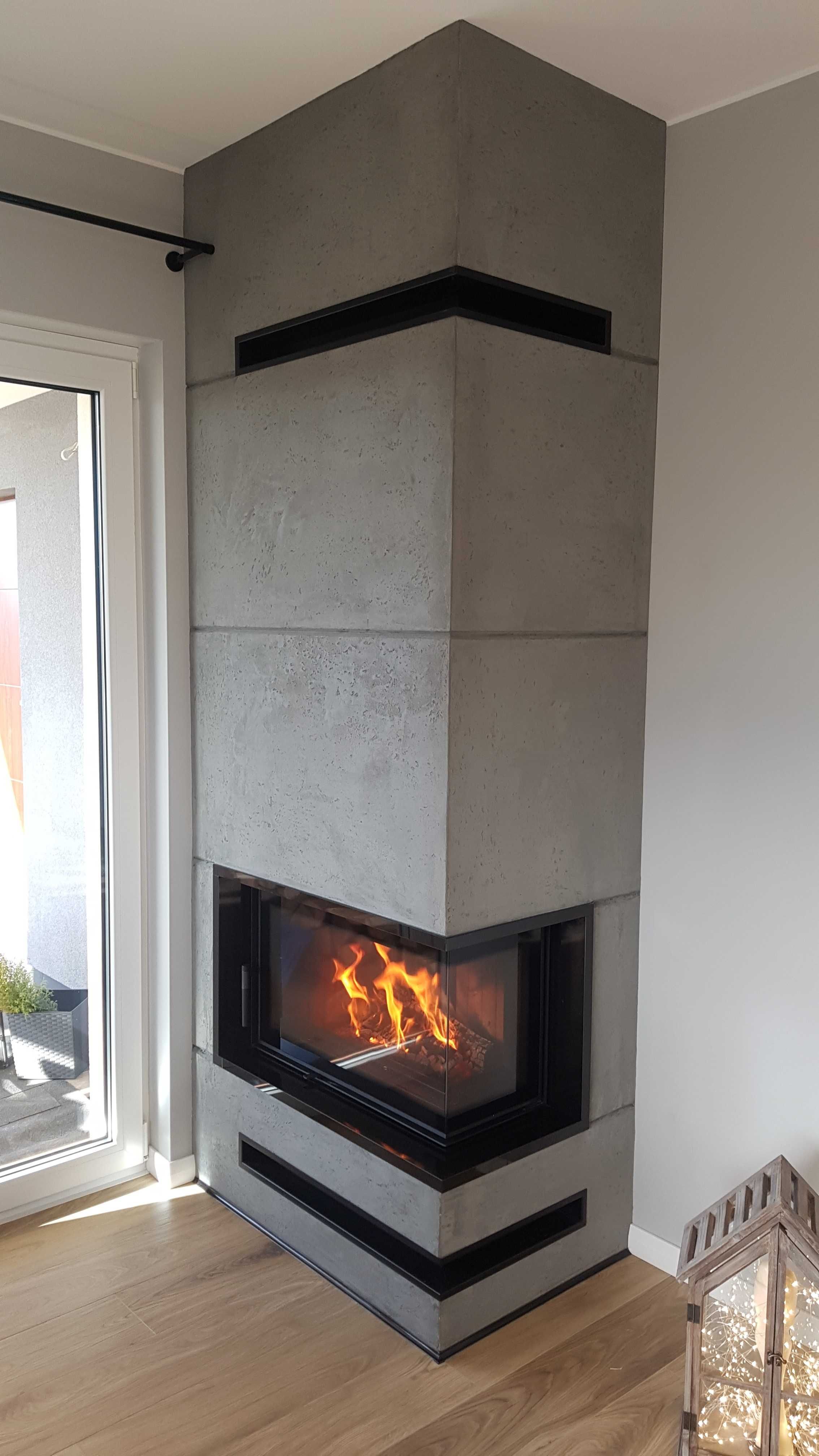 Kominek narożny z wkładem Kratki FLOKI S 8kW Prawy Ekoprojekt montaż