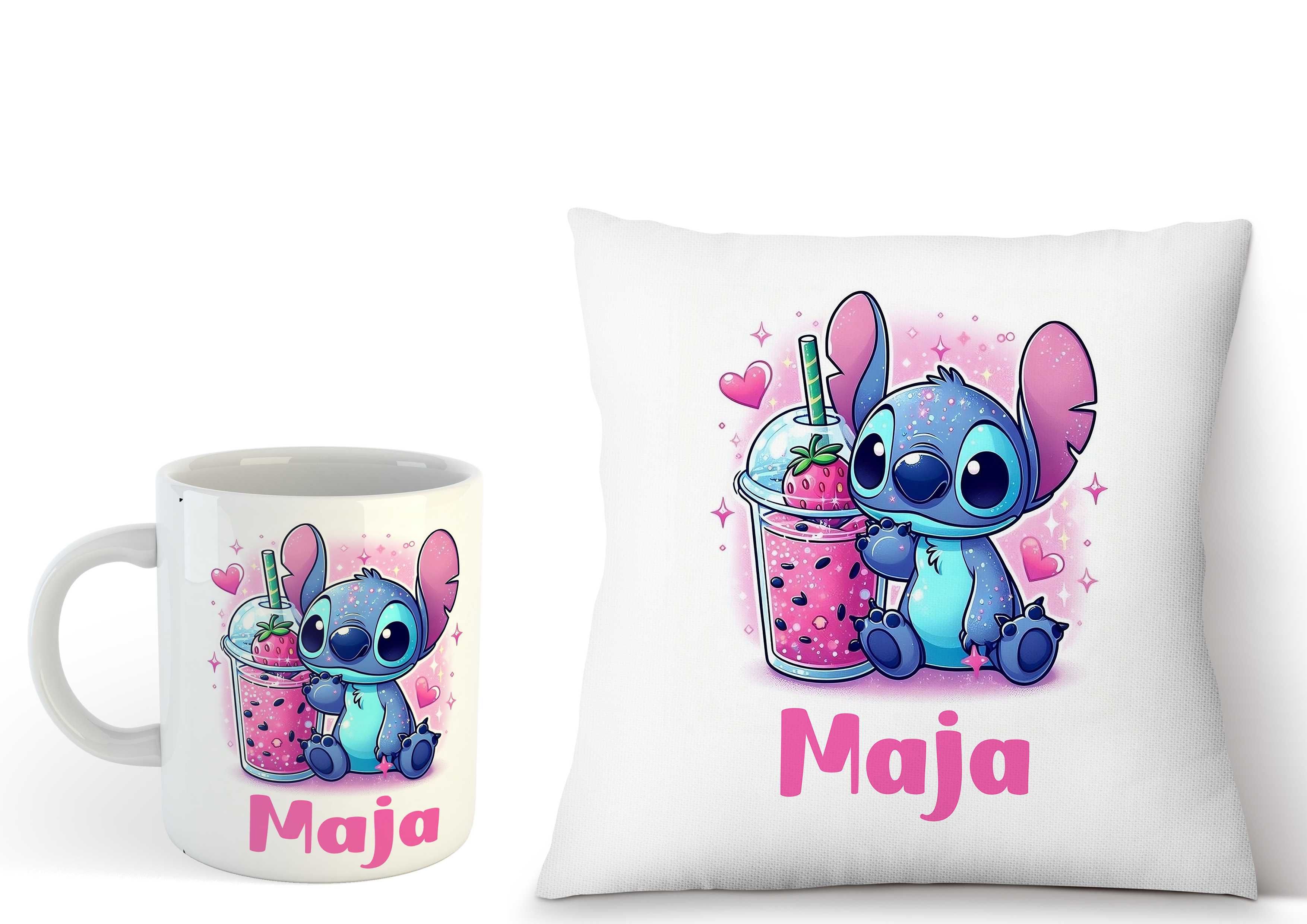 Zestaw Poduszka i kubek Stitch. Twoje Imię. Super prezent, urodziny.