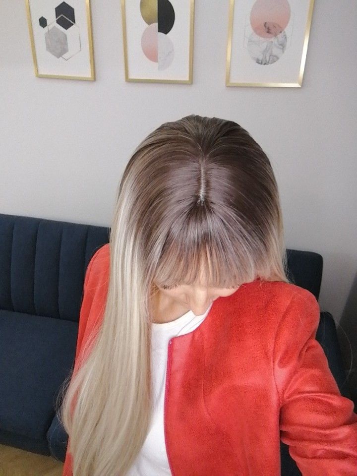 Peruka jasny blond ombre długie włosy na co dzień jak naturalne