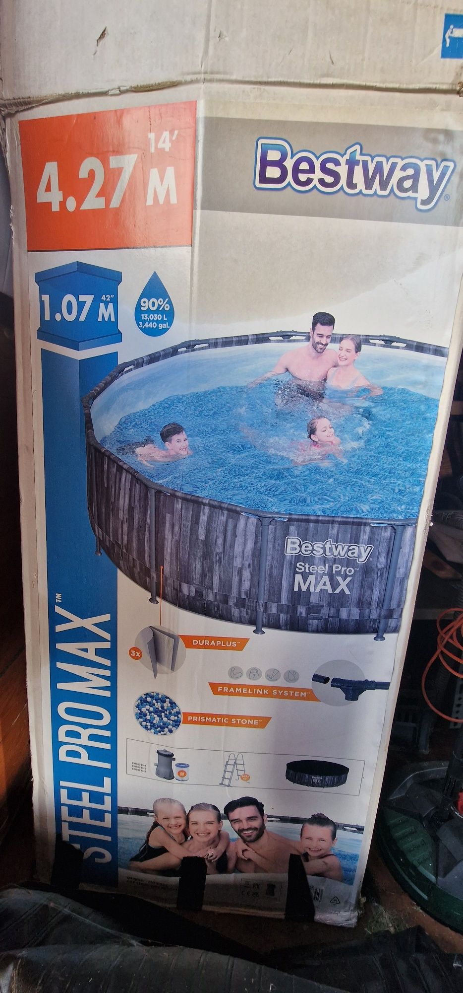 Basen BESTAWY Steel Pro Max 5614Z 427 x 107 cm 13030L szary