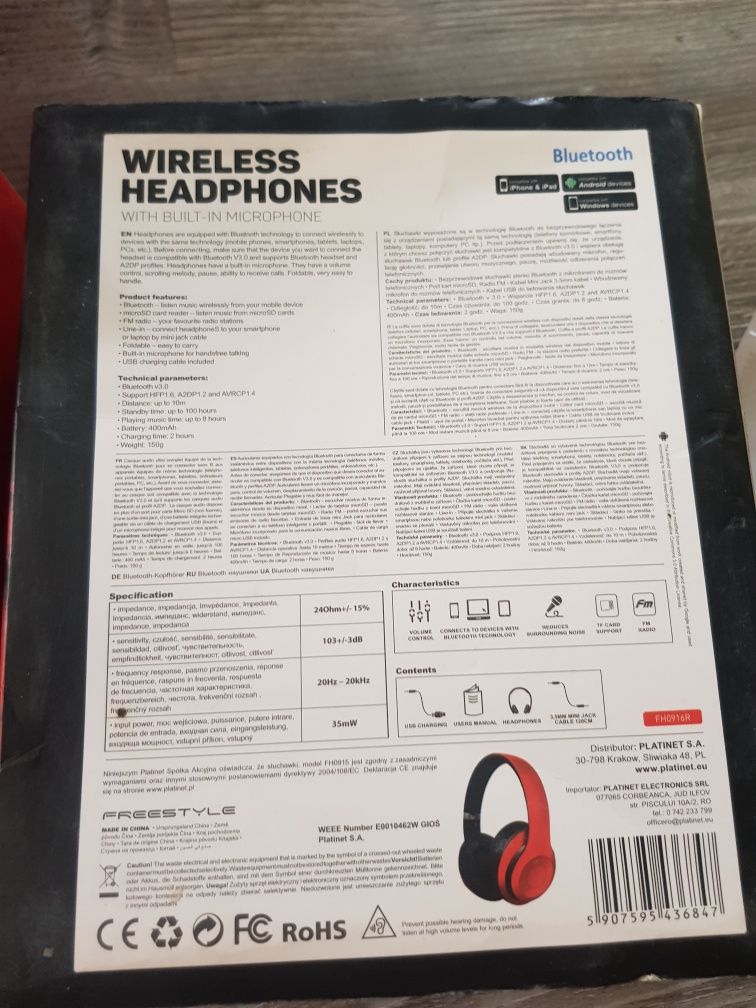 Słuchawki bezprzewodowe Bluetooth
