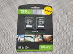PNY 128GB Elite-X Class 10 U3 V30 SDXC 100MB/s, Class 10 U3 V30 4K 2шт